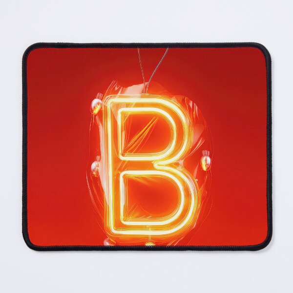 Item preview, Glowing Neon Letter B on Red Background – Modern Luminous Typography Art designed and sold by Grafititee.
