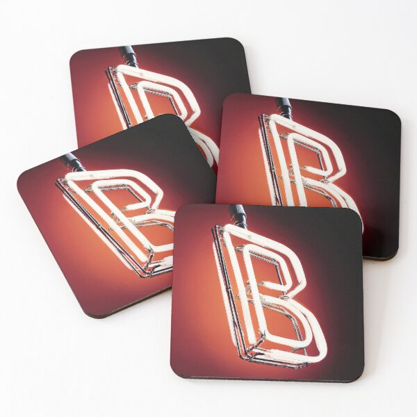 Item preview, Glowing Neon Letter B on Red Background – Modern Luminous Typography Art designed and sold by Grafititee.