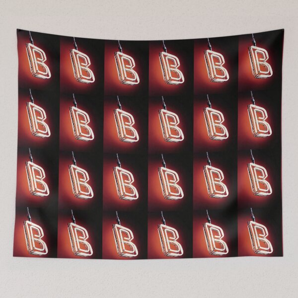 Item preview, Glowing Neon Letter B on Red Background – Modern Luminous Typography Art designed and sold by Grafititee.