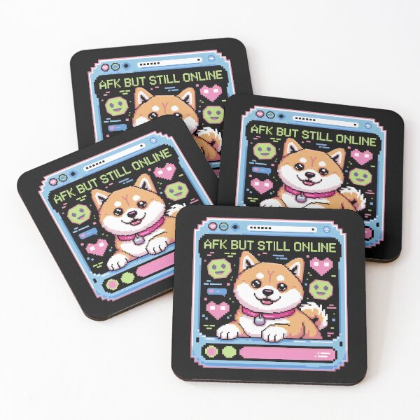 Item preview, AFK But Still Online Cute Shiba Inu Dog Pixel Art Gamer Aesthetic designed and sold by SplashTastic.