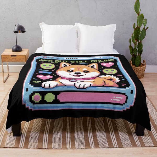 Item preview, AFK But Still Online Cute Shiba Inu Dog Pixel Art Gamer Aesthetic designed and sold by SplashTastic.