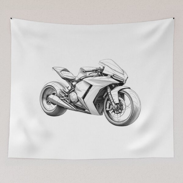 Item preview, Sketch Motorcycle Art – Hand Drawn Biker Illustration designed and sold by Colorfulsigns.