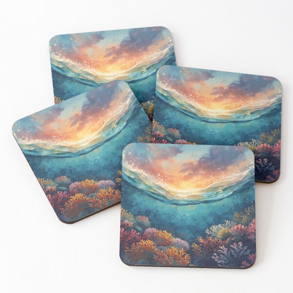 Item preview, Water Color Sunset Pink and Purple Coral under the Ocean designed and sold by greenflashwear.