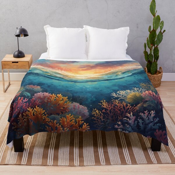 Item preview, Water Color Sunset Pink and Purple Coral under the Ocean designed and sold by greenflashwear.