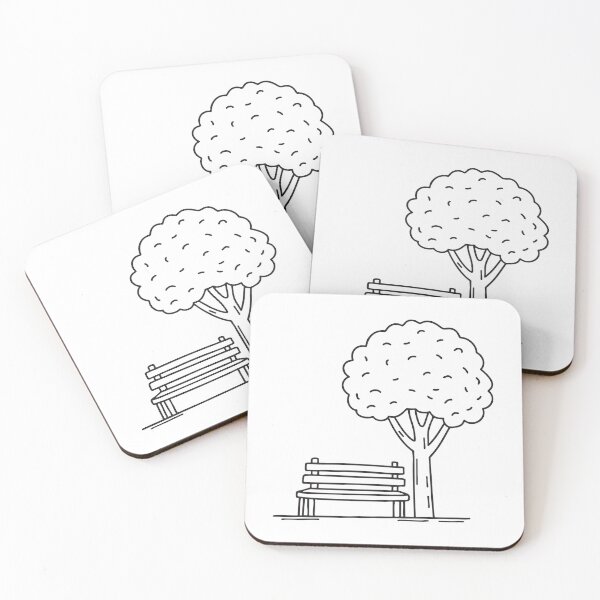 Item preview, A small bench under the shade of a tree   designed and sold by rasagamastore.
