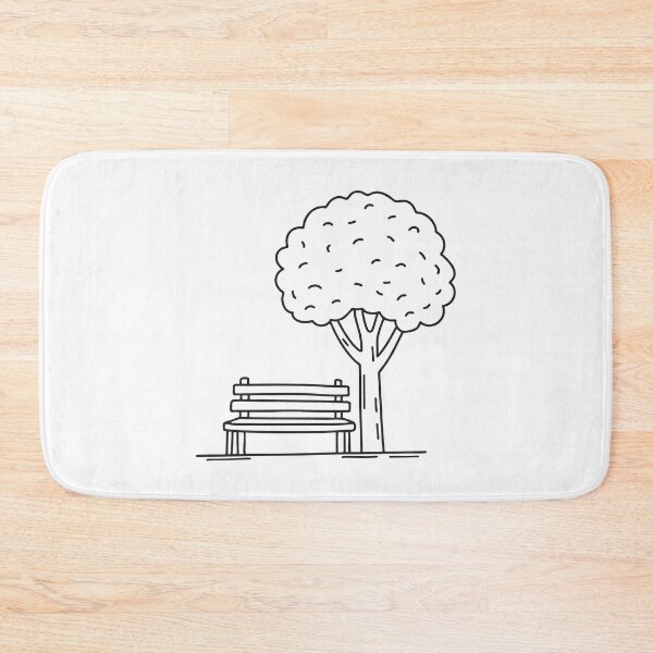 Item preview, A small bench under the shade of a tree   designed and sold by rasagamastore.