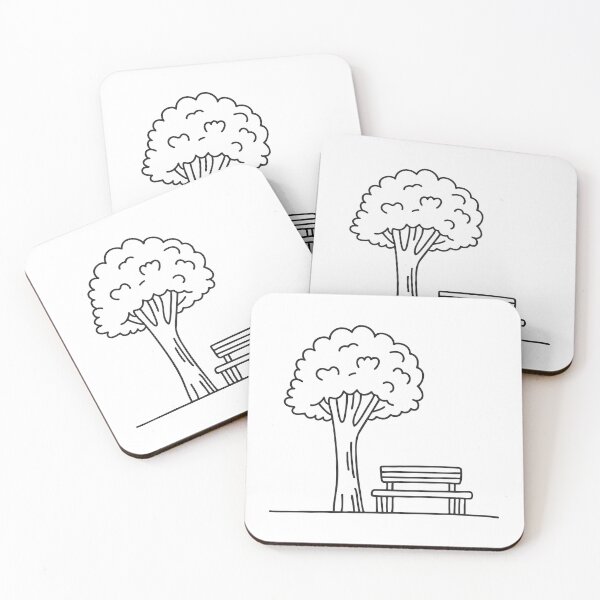 Item preview, A tree casting shadow over a little bench   designed and sold by rasagamastore.