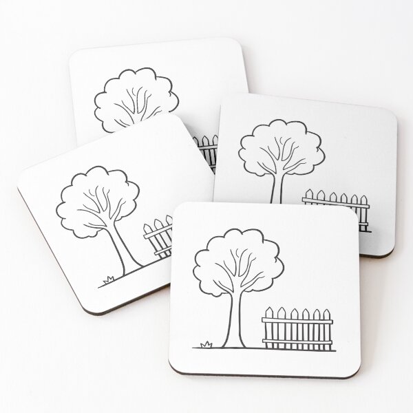 Item preview, A tree standing next to a wooden fence   designed and sold by rasagamastore.