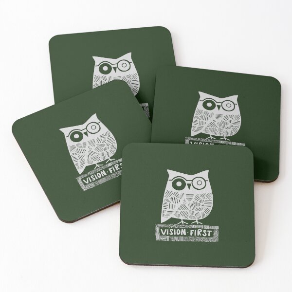 Item preview, Wise Owl with Glasses, Light Grey on Forest Green designed and sold by nikoart001.