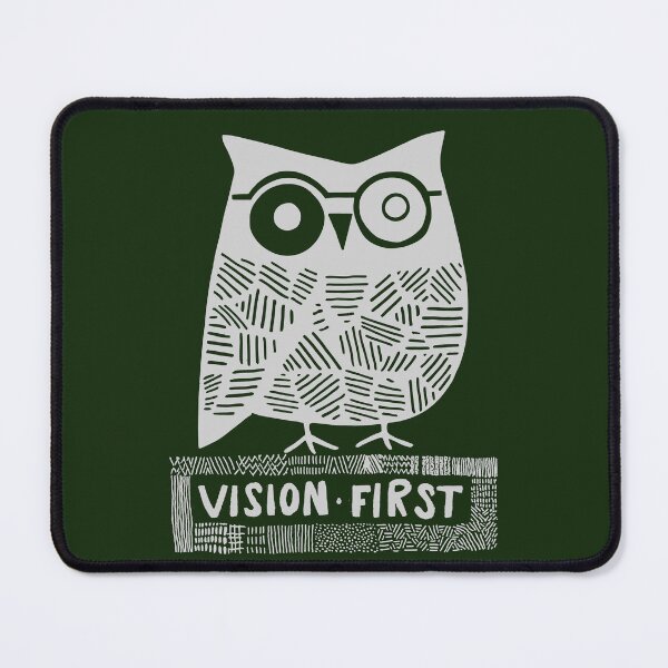 Item preview, Wise Owl with Glasses, Light Grey on Forest Green designed and sold by nikoart001.