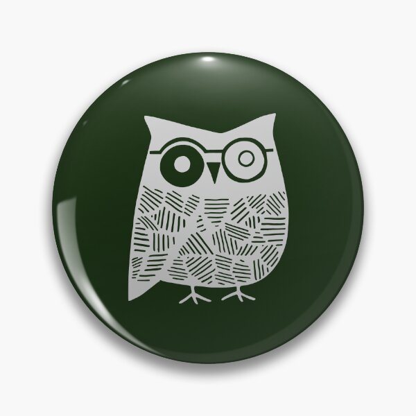 Item preview, Wise Owl with Glasses, Light Grey on Forest Green designed and sold by nikoart001.