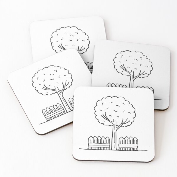 Item preview, A wooden fence running alongside a tree   designed and sold by rasagamastore.