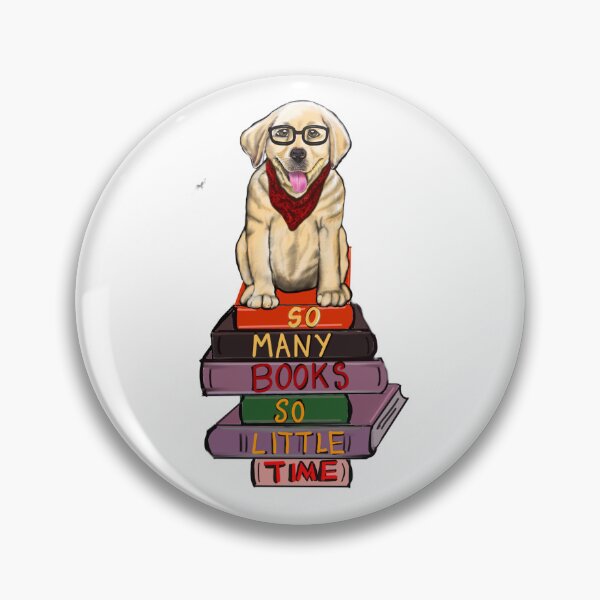 Item preview, Puppy dog - So many books so little time - golden retriever with a stack of books designed and sold by Artonmytee.