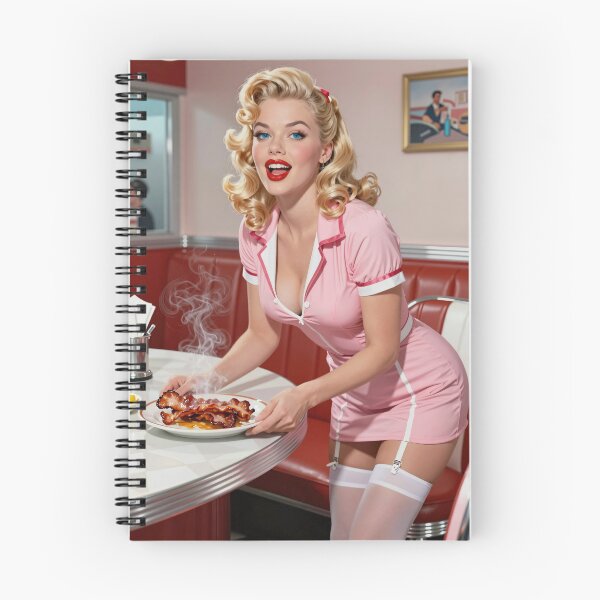 Item preview, Blonde waitress serving bacon at diner designed and sold by CathryneDelamort.