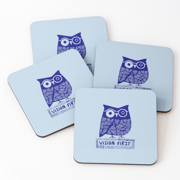 Item preview, Wise Owl with Glasses, Navy on Light Blue designed and sold by nikoart001.
