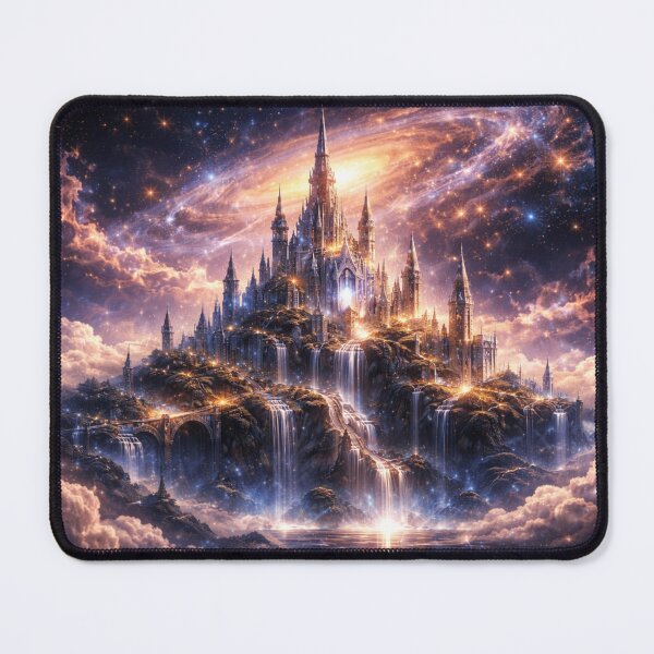 Item preview, Celestial Castle Wall Art – Fantasy Cosmic Castle Metal Print designed and sold by RevieusaR.