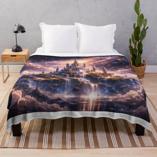 Item preview, Celestial Castle Wall Art – Fantasy Cosmic Castle Metal Print designed and sold by RevieusaR.