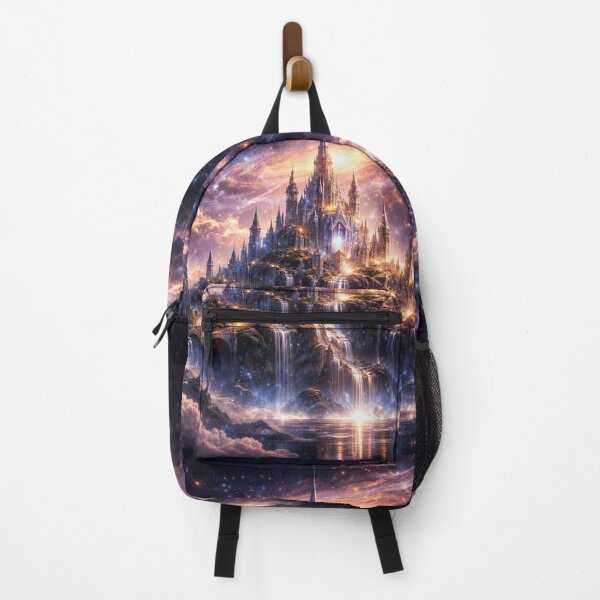 Item preview, Celestial Castle Wall Art – Fantasy Cosmic Castle Metal Print designed and sold by RevieusaR.