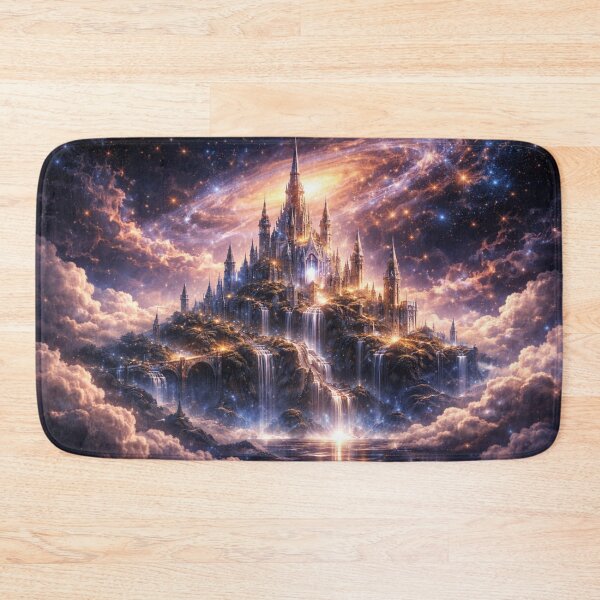 Item preview, Celestial Castle Wall Art – Fantasy Cosmic Castle Metal Print designed and sold by RevieusaR.