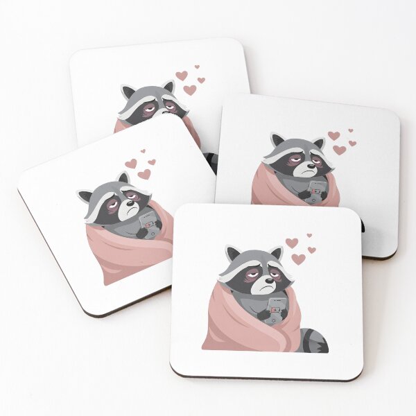Item preview, Social Battery Low - Tired Raccoon with Phone & Blanket Art designed and sold by Latikshop.