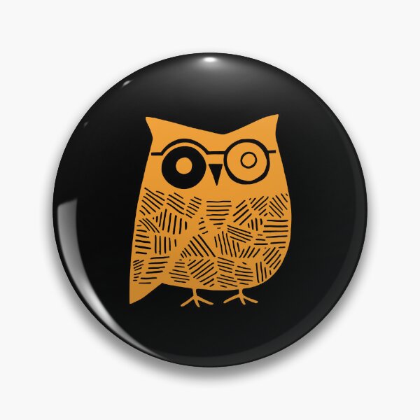 Item preview, Wise Owl with Glasses, Yellow on Black designed and sold by nikoart001.