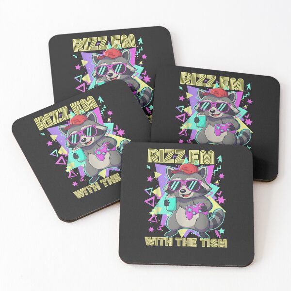 Item preview, Raccoon Gamer Meme Shirt – Rizz Em With the Tism Neon Glitch Retro T-Shirt designed and sold by ZyxDes.