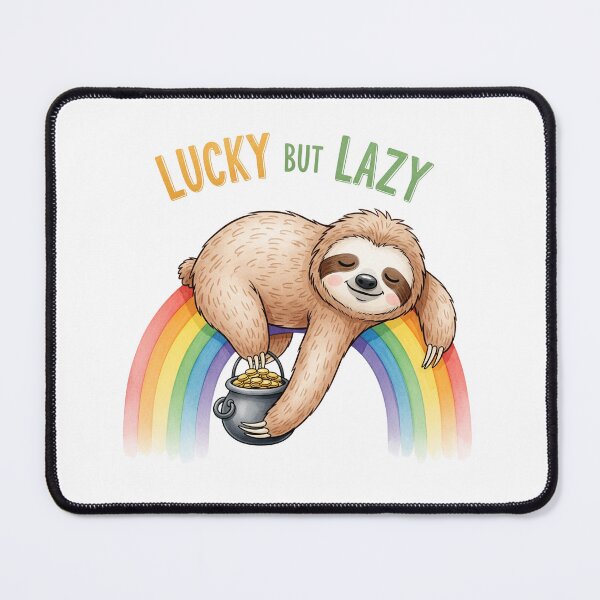 Item preview, Lucky But Lazy - Funny St. Patrick's Day Sloth on Rainbow Art designed and sold by Latikshop.