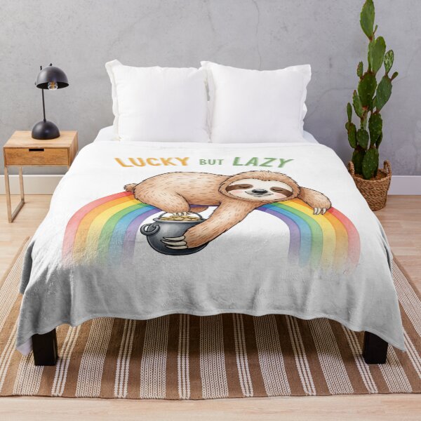 Item preview, Lucky But Lazy - Funny St. Patrick's Day Sloth on Rainbow Art designed and sold by Latikshop.