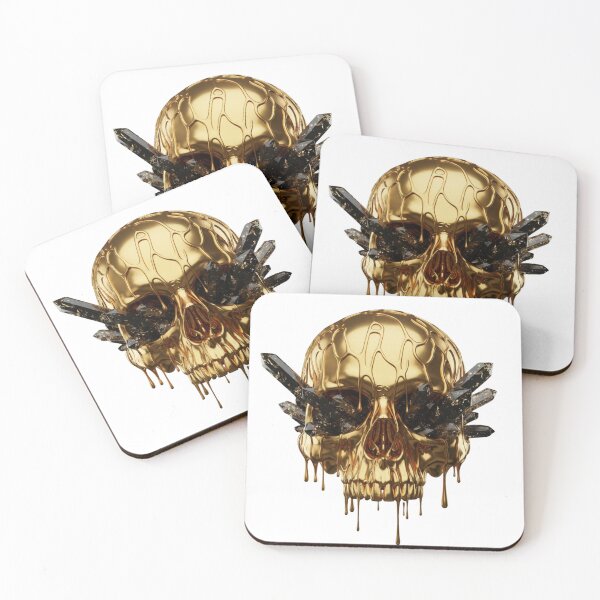 Item preview, Melting Gold Skull with Diamonds - Luxury Surrealist Art designed and sold by Skill_&_Stone.