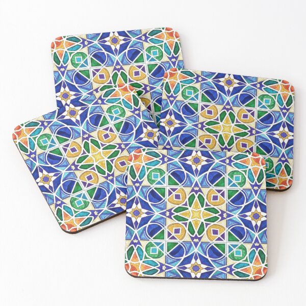 Item preview, Vibrant Moroccan Zellige Pattern: Stained Glass Watercolor Mosaic designed and sold by designwiss.