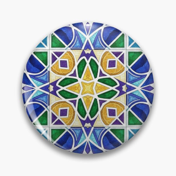 Item preview, Vibrant Moroccan Zellige Pattern: Stained Glass Watercolor Mosaic designed and sold by designwiss.