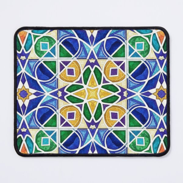 Item preview, Vibrant Moroccan Zellige Pattern: Stained Glass Watercolor Mosaic designed and sold by designwiss.