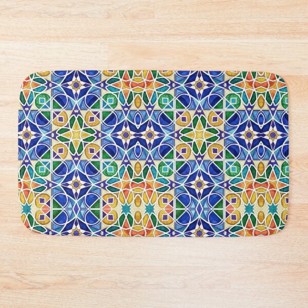 Item preview, Vibrant Moroccan Zellige Pattern: Stained Glass Watercolor Mosaic designed and sold by designwiss.