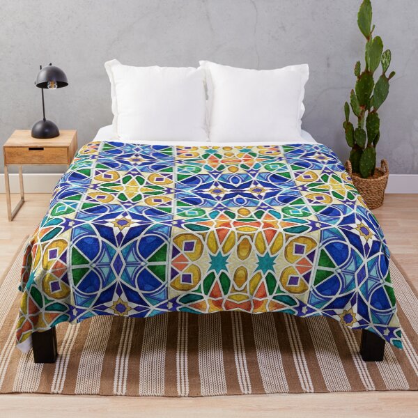 Item preview, Vibrant Moroccan Zellige Pattern: Stained Glass Watercolor Mosaic designed and sold by designwiss.