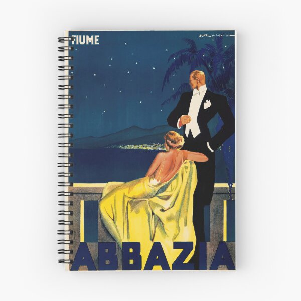 Item preview, Fiume Abbazia Elegant Couple Poster : Vintage Travel Illustration designed and sold by artofuniverse.