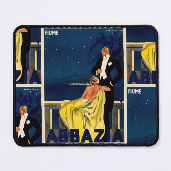 Item preview, Fiume Abbazia Elegant Couple Poster : Vintage Travel Illustration designed and sold by artofuniverse.