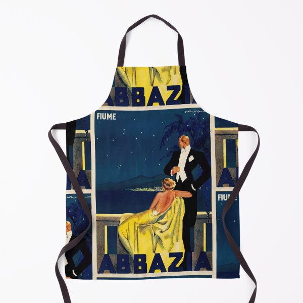 Item preview, Fiume Abbazia Elegant Couple Poster : Vintage Travel Illustration designed and sold by artofuniverse.