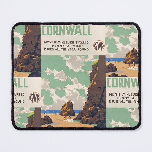 Item preview, Cornwall Coastal Beach Sea Cliffs Travel Poster : Vintage Advertisement designed and sold by artofuniverse.