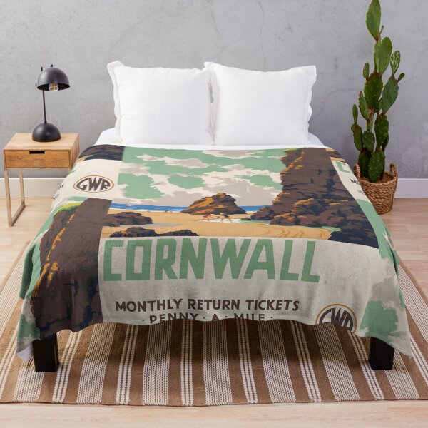 Item preview, Cornwall Coastal Beach Sea Cliffs Travel Poster : Vintage Advertisement designed and sold by artofuniverse.