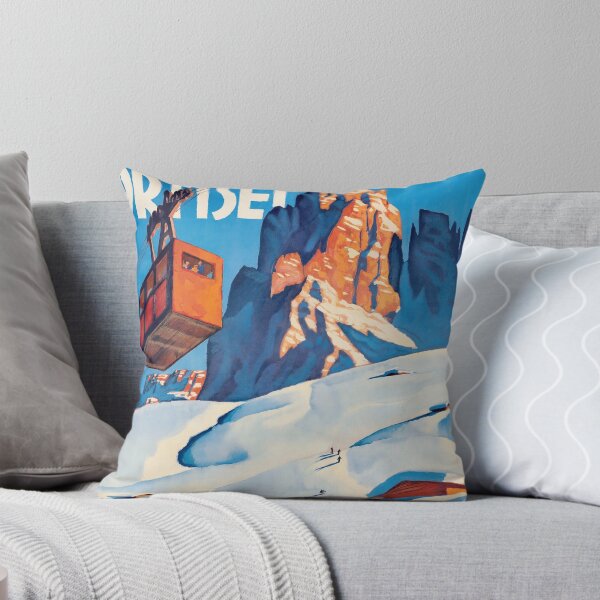 Item preview, Val Gardena Vintage Ski Resort Cable Car Travel Poster : Winter Illustration designed and sold by artofuniverse.