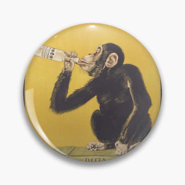 Item preview, Chimpanzee Drinking Bottle Vintage Ad Advertisement Poster : Retro Liquor Illustration designed and sold by artofuniverse.