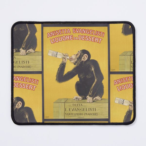 Item preview, Chimpanzee Drinking Bottle Vintage Ad Advertisement Poster : Retro Liquor Illustration designed and sold by artofuniverse.