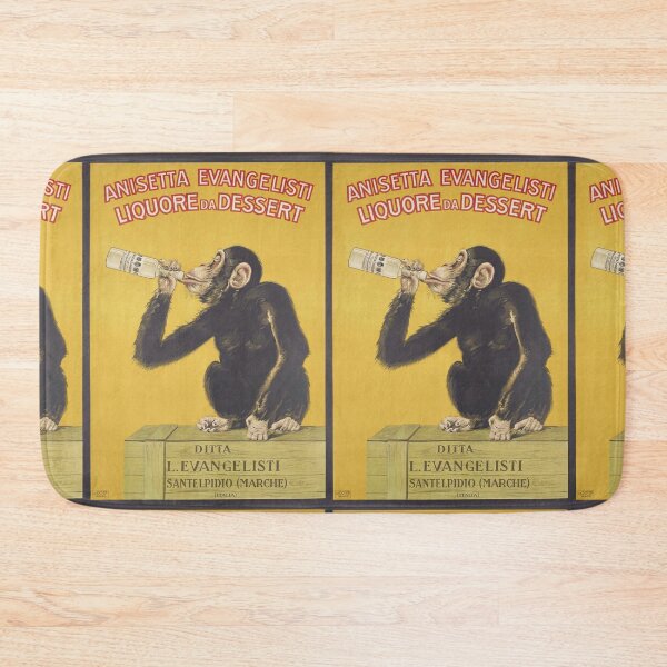 Item preview, Chimpanzee Drinking Bottle Vintage Ad Advertisement Poster : Retro Liquor Illustration designed and sold by artofuniverse.