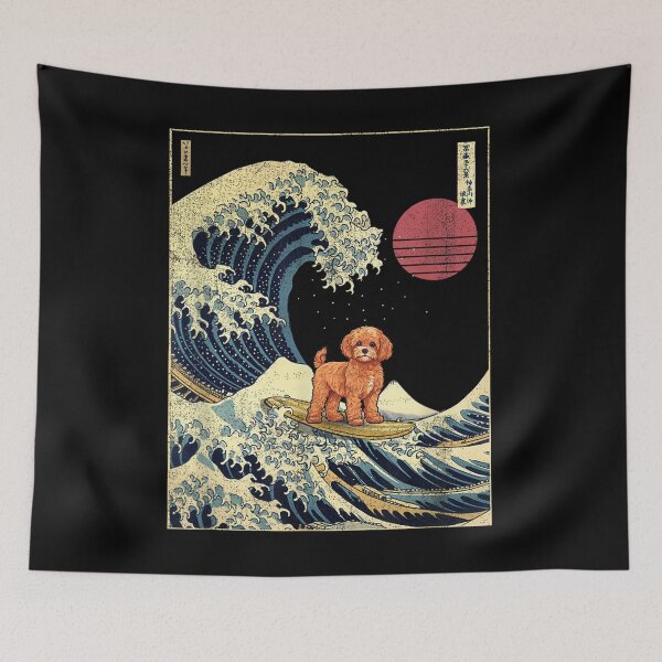 Item preview, Cavapoo Japanese Kanagawa Wave Funny Surf Dog for Mom Dad Kids designed and sold by SALI MANI.
