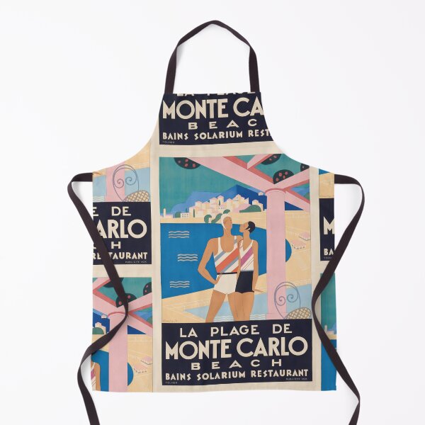 Item preview, La Plage De Stylized Beach Couple Coastal Town Travel Poster : Art Deco designed and sold by artofuniverse.