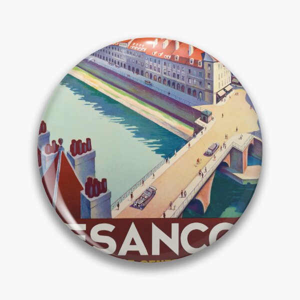 Item preview, Besançon Colorful Riverside Cityscape Hilltop Fortress Travel Poster : Vintage Advertisement designed and sold by artofuniverse.
