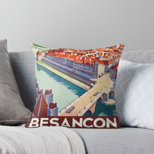 Item preview, Besançon Colorful Riverside Cityscape Hilltop Fortress Travel Poster : Vintage Advertisement designed and sold by artofuniverse.