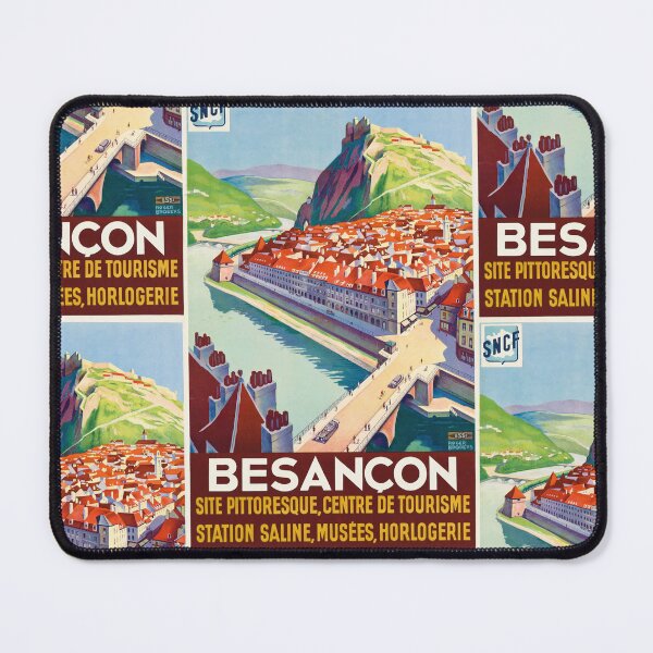 Item preview, Besançon Colorful Riverside Cityscape Hilltop Fortress Travel Poster : Vintage Advertisement designed and sold by artofuniverse.