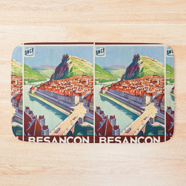 Item preview, Besançon Colorful Riverside Cityscape Hilltop Fortress Travel Poster : Vintage Advertisement designed and sold by artofuniverse.