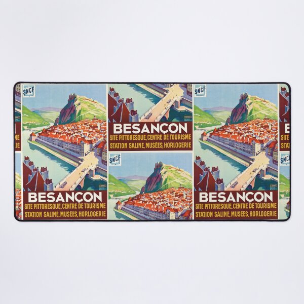 Item preview, Besançon Colorful Riverside Cityscape Hilltop Fortress Travel Poster : Vintage Advertisement designed and sold by artofuniverse.